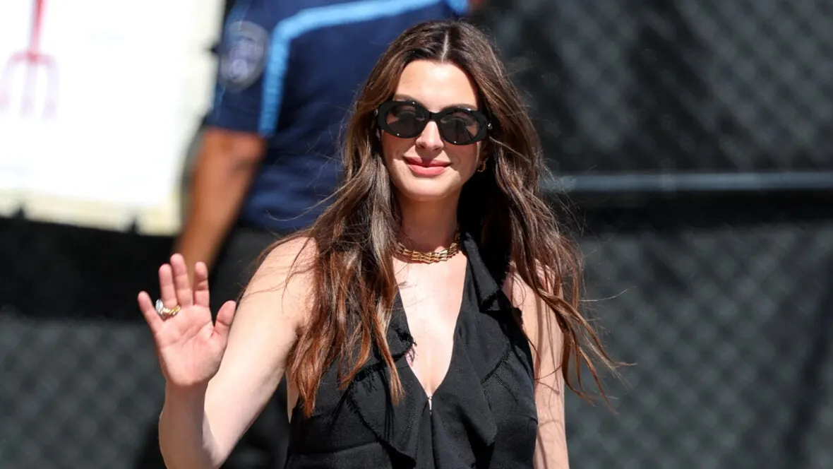 Anne Hathaway Addresses Fake Bump Claims, Steps Out at Kimmel