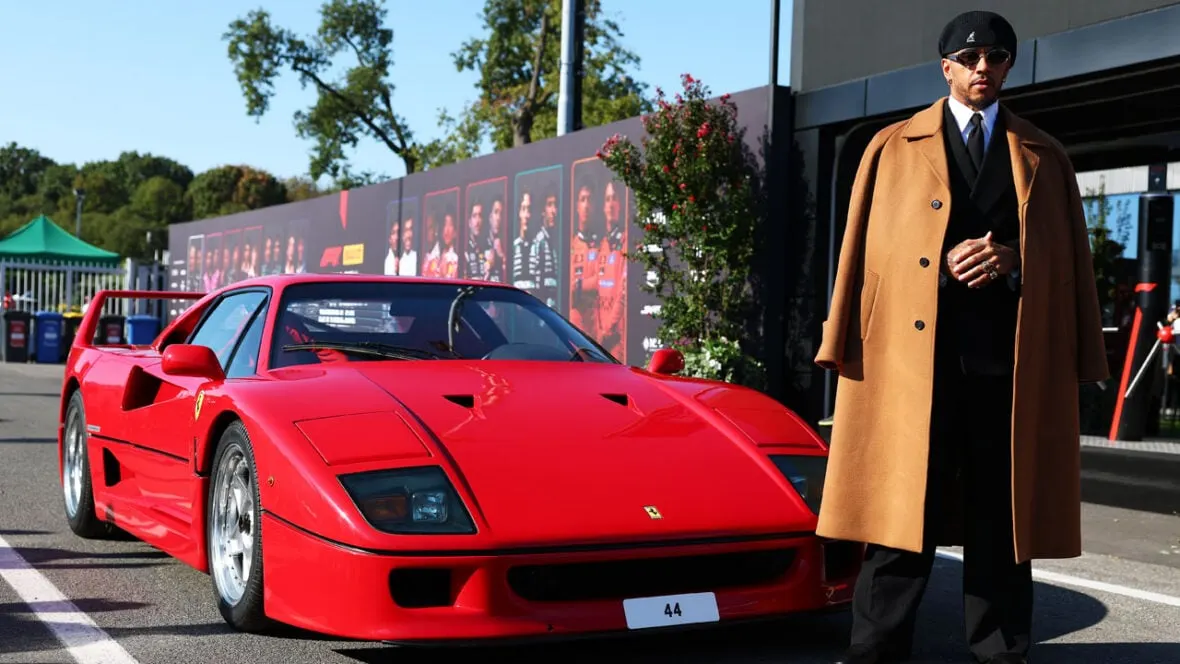 Hamilton Rolls Into Monza in a Ferrari F40 — and the Number is Wild