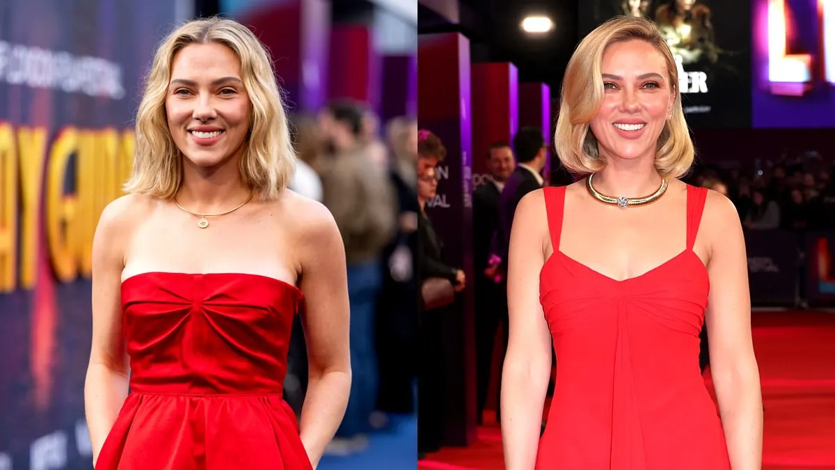 Scarlett Johansson Wears Two Red Dresses at London Film Festival
